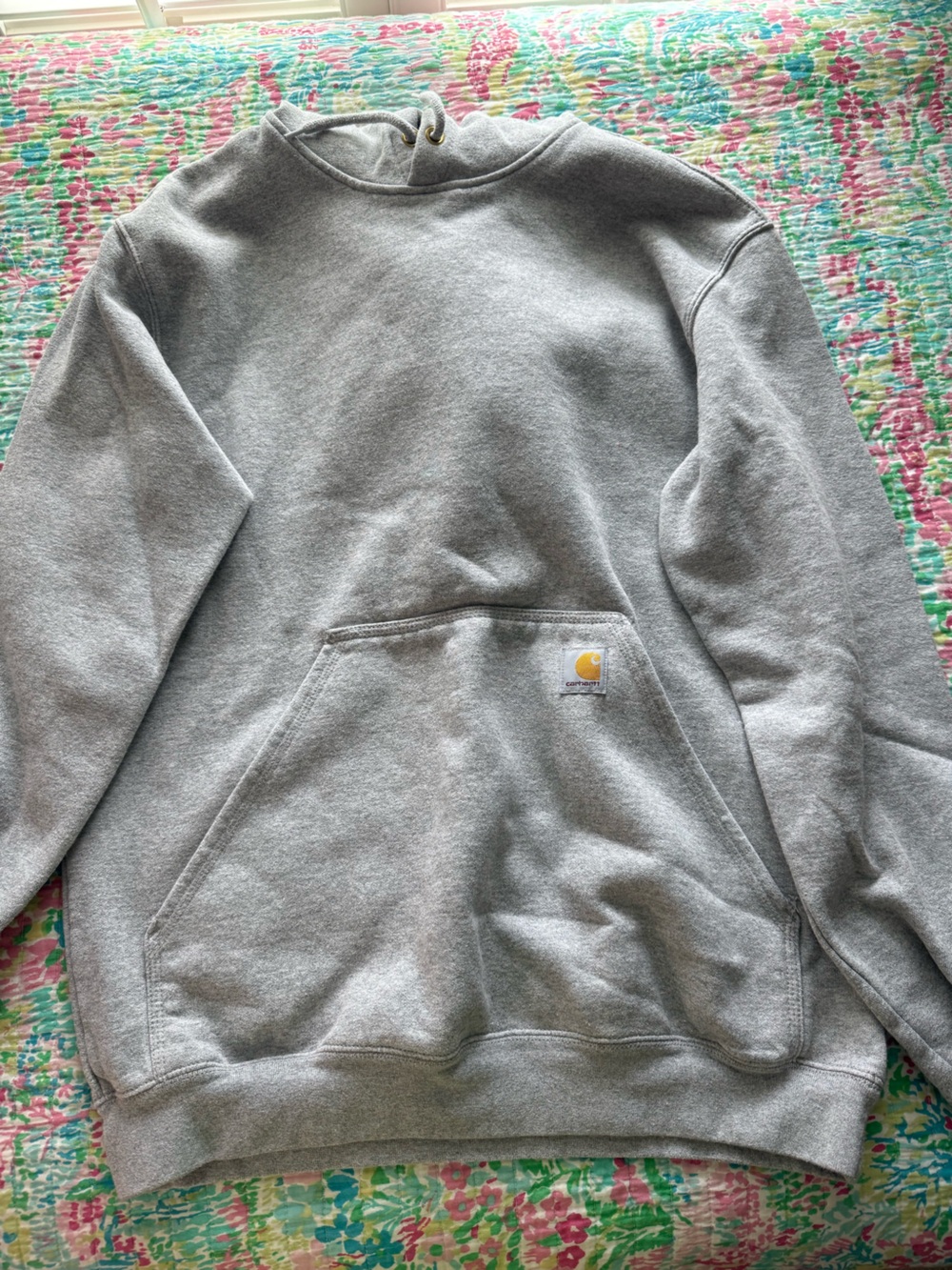 Carhartt Heather Gray Hooded Pullover with Logo Patch